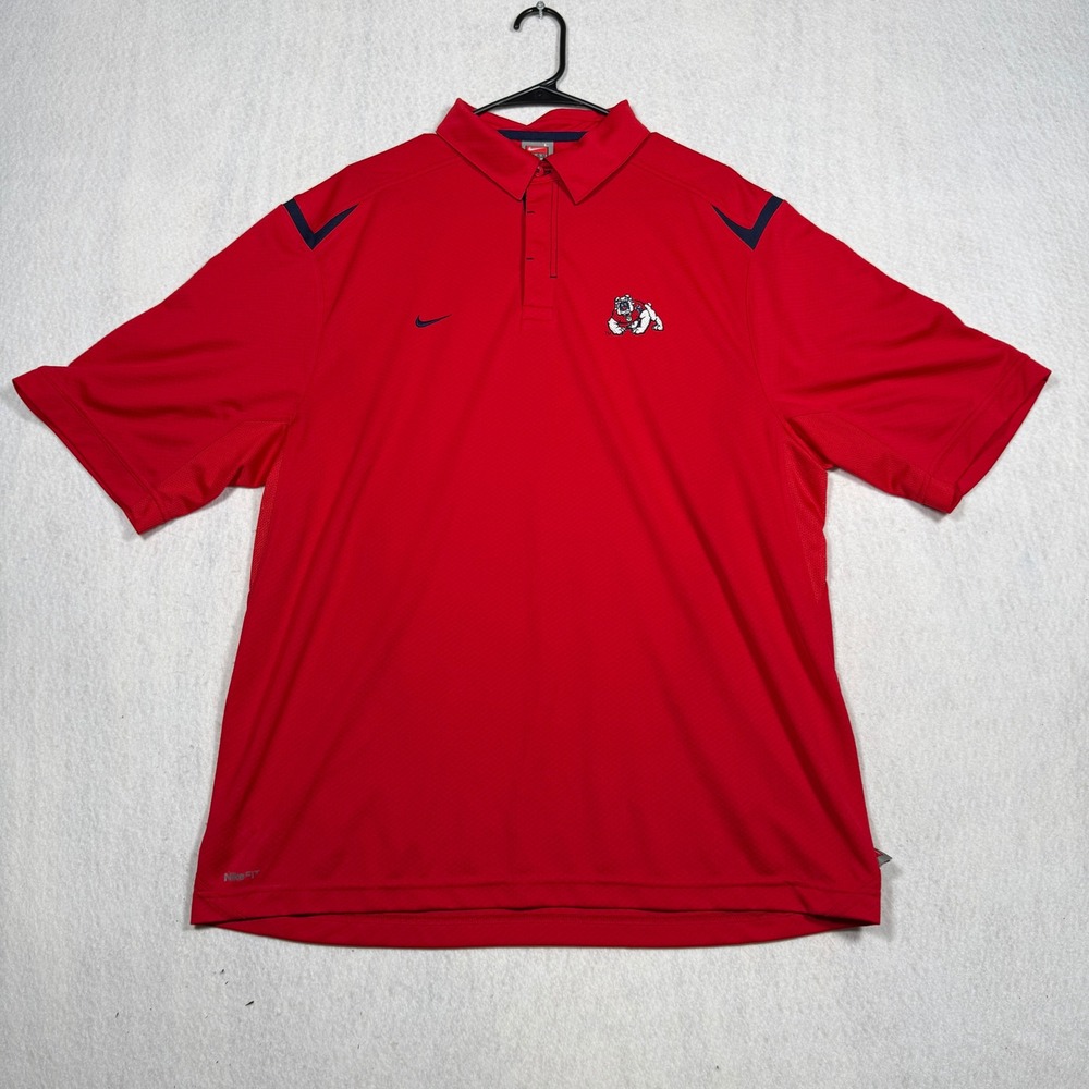 Nike Fresno State Bulldogs Mens Large Red NikeFIT DRY Performance Polo Shirt